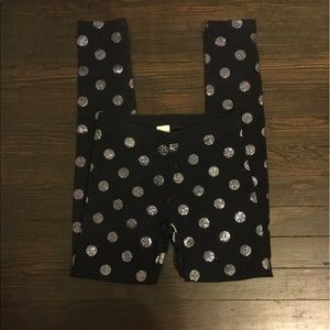 Girls Crewcuts black leggings with polka dots
